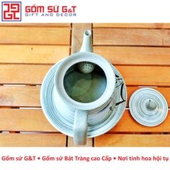 Bộ trà hồng sa cỏ xước trắng