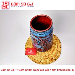 Lọ hoa dáng ống khắc hoa hồng