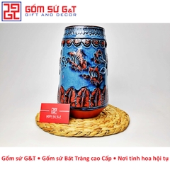 Lọ hoa dáng ống khắc hoa hồng