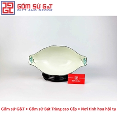 Bát đựng gà men kem vẽ sen xanh