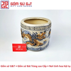 Bát hương men rạn rồng nổi