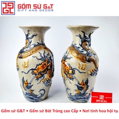 Lọ lộc bình men rạn rồng nổi