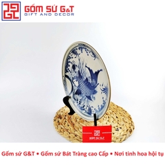 Đĩa cảnh lý ngư vọng nguyệt men rạn