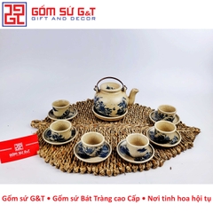 Bộ trà men rạn sơn thủy dáng lõm