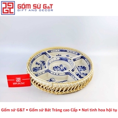 Khay mứt vẽ sen cành