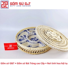 Khay mứt vẽ sen cành