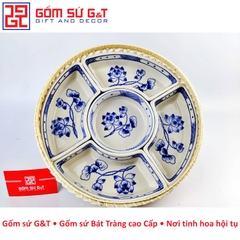 Khay mứt vẽ sen cành