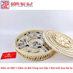 Khay mứt vẽ sen cành