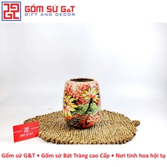 Lọ hoa dáng đu đủ vẽ hoa hướng dương