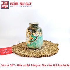 Lọ hoa vai vuông vẽ sen
