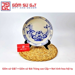 Đĩa tròn vẽ sen bụi xanh