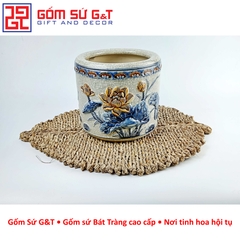 Bát hương men rạn sen nổi