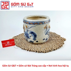 Bát hương men rạn sen nổi