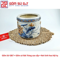 Bát hương men rạn sen nổi