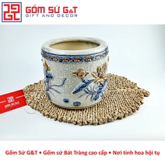 Bát hương men rạn sen nổi