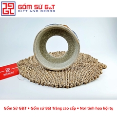 Chân bát hương men rạn sen nổi