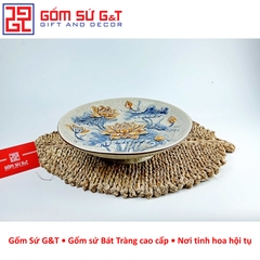 Mâm bồng men rạn sen nổi
