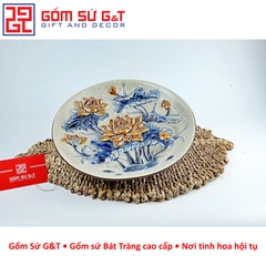 Mâm bồng men rạn sen nổi