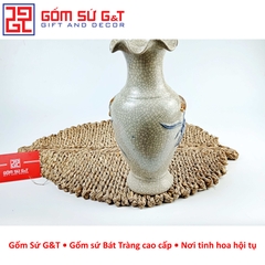 Lọ hoa lượn men rạn sen nổi