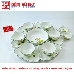 Bộ mặt trời men kem vẽ sen vàng