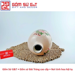 Lọ hoa dáng đèn lồng miệng nhỏ vẽ chim hoa phù dung