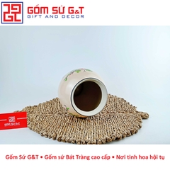 Lọ hoa dáng đùi dế vẽ chim hoa phù dung