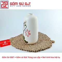 Lọ hoa dáng phích miệng nhỏ vẽ sen