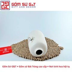 Lọ hoa dáng phích miệng nhỏ vẽ sen