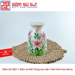 Lọ hoa dáng phích miệng loe vẽ hoa loa kèn