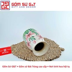 Lọ hoa dáng phích miệng loe vẽ hoa loa kèn