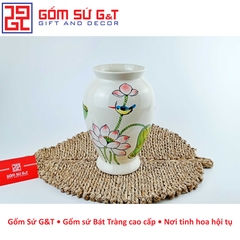 Lọ hoa dáng đùi dế vẽ sen hồng