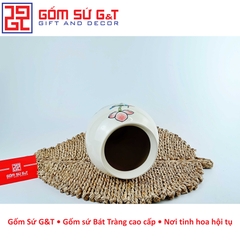 Lọ hoa dáng đùi dế vẽ sen hồng