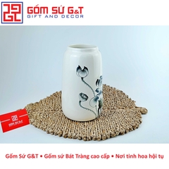 Lọ hoa dáng đu đủ vẽ sen tràm