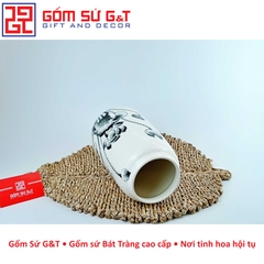 Lọ hoa dáng đu đủ vẽ sen tràm