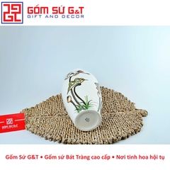 Lọ hoa dáng đùi dế vẽ sen chuồn