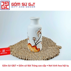Lọ hoa dáng phích cổ cao vẽ sen