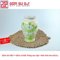 Lọ hoa dáng đùi dế vẽ cúc họa mi