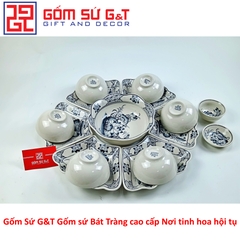 Bộ đồ ăn mặt trời vẽ sen tràm