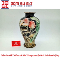 Lọ hoa sen đài vẽ vàng kim