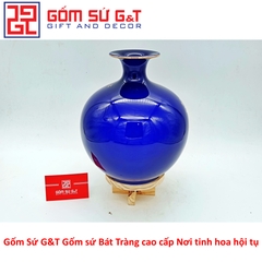 Quà tặng bóng hút tài lộc sen phú quý màu xanh dương vẽ vàng kim 24K
