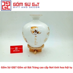 Quà tặng bóng hút tài lộc tứ cảnh thuận buồm xuôi gió màu trắng vẽ vàng kim 24K