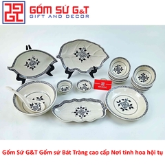 Bộ đồ ăn 6 người vẽ hoa móc