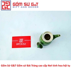 Bình đường men xanh đồng vẽ hoa bèo
