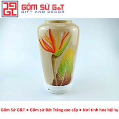 Lọ hoa dáng chum vai ngang vẽ thiên điểu
