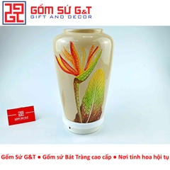 Lọ hoa dáng chum vai ngang vẽ thiên điểu
