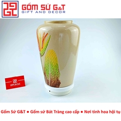 Lọ hoa dáng chum vai ngang vẽ thiên điểu