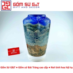 Lọ hoa dáng vại khắc sen