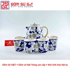 Bộ tích trà vẽ mai vàng băng xanh