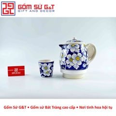 Bộ tích trà vẽ mai vàng băng xanh
