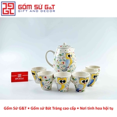 Bộ tích trà vẽ cú mèo
